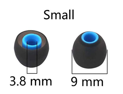 12PCS Small Size Replacement Ear Tips Earbuds Eartips Eargels Ear Cap for Powerbeats Pro, BeatsX, Senso, TOZO, Sony & Other Inner Hole 3.8mm Earbud in-Ear Headphones,Black-Blue,S