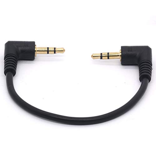 Short 3.5mm Right Angle Cable, Gold Plated 90 Degree | 3.5 Male to Male Audio Stereo Jack Plug Car Aux 3-Pole TRS (15 cm) - size: 20 cm