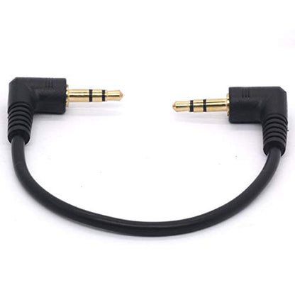 Short 3.5mm Right Angle Cable, Gold Plated 90 Degree | 3.5 Male to Male Audio Stereo Jack Plug Car Aux 3-Pole TRS (15 cm) - size: 20 cm