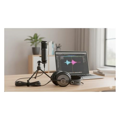 Zoom H4essential 32-Bit Float Recorder Bundle with StreamEye PDM-3 Dynamic Broadcast Mic, Tripod Stand, XLR Cable, Headphones — Podcast Mic Kit for Podcasting, Voice Over, Streaming, Field Recording