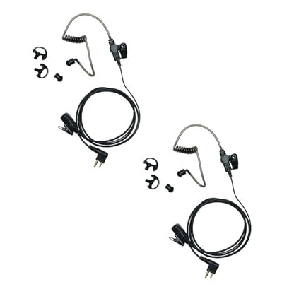 2-Pack Grey Tube Earpiece Compatible with Motorola CP200D | 2-Pack, grey acoustic tube, ergonomic earplug, PTT mic; Compatible with Motorola CLS1110 BPR40 CP185 DTR700