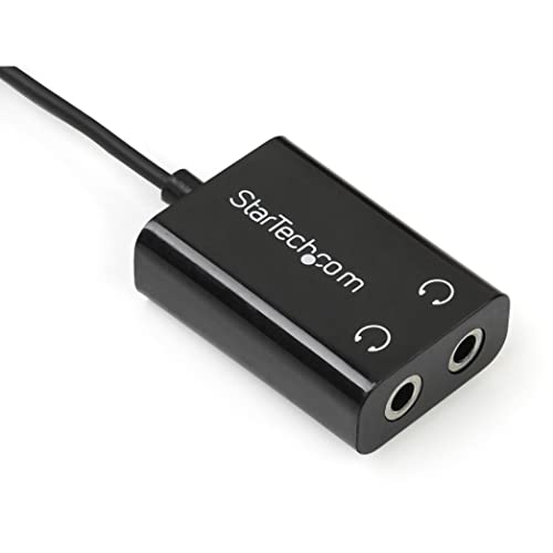 StarTech.com Black Slim Mini Jack Headphone Splitter Cable Adapter - 3.5mm Audio Mini Stereo Y Splitter - 3.5mm Male to 2x 3.5mm Female (MUY1MFFADP) - size: Adapter, style: Black