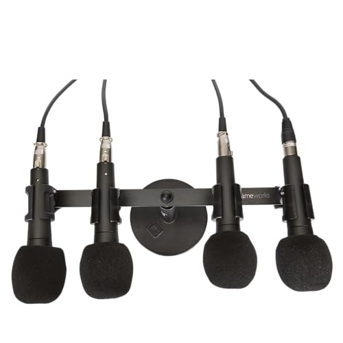 Gator Frameworks 1-to-4 Mic Mount Bar with Standard 5/8-Inch Thread Suitable for Most Microphone Stands Boom Arms (GFWMIC1TO4) - style: (4) Microphone Mounts