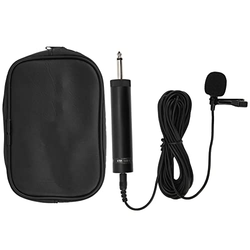 Professional Wired Lavalier Microphone, Unidirectional Clip-On Lapel Mic with 10m/32.8ft Cable for Saxophone, Instrument Recording - Black