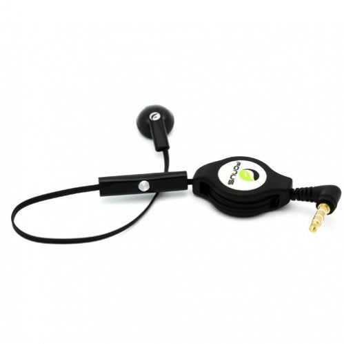 Black Retractable 3.5mm Mono Handsfree Headset Earphone Single Earbud with Microphone for AT&T Samsung Focus S, AT&T Samsung Galaxy Appeal, AT&T Samsung Galaxy Exhilarate SGH-i577, AT&T Samsung Galaxy Express