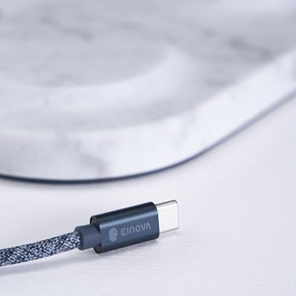 Einova Dual Classic Stone – Dual Wireless Charging Pad in Genuine Marble, Designed in Italy, Integrated 6 ft USB-C Cable, Smartphones, Wireless Earbuds, Smartwatches – White Carrara Marble - color: White Carrara marble – Dual Classic Stone