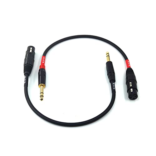 XLR to 1/4 TRS Cable 6.35mm Dual Channel to 3-pin XLR Female XLR to 1/4 Stereo Balanced Microphone Adapter 1ft - size: 1feet