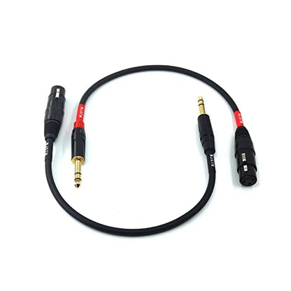 XLR to 1/4 TRS Cable 6.35mm Dual Channel to 3-pin XLR Female XLR to 1/4 Stereo Balanced Microphone Adapter 1ft - size: 1feet