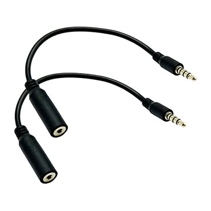 Seadream 2.5mm Female to 3.5 mm Male 4 Poles Audio Cable 6 inch 4-Pole 3.5 mm Male to 2.5 mm Female Headset Audio Adapter Cable Extender Stereo Jack,Gold Plated(2Pack)