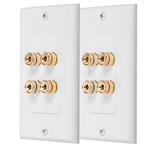 Fosmon Home Theater Speaker Wire Wall Plate, White - 2 Pack Two Speaker - size: 2 Pack
