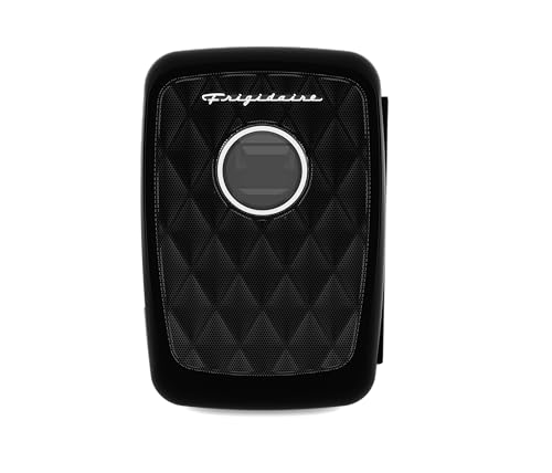 Frigidaire Mini Portable Compact Personal Fridge Cooler, 4 Liter Capacity Chills Six 12 oz Cans, Includes Plugs for Home Outlet & 12V Car Charger - BLACK, BUILT IN BLUETOOTH SPEAKER - color: Black
