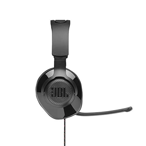 JBL Quantum 200 - Wired over-ear gaming headset with Voice focus directional flip-up mic and memory foam ear cushions (Black) - size: Large