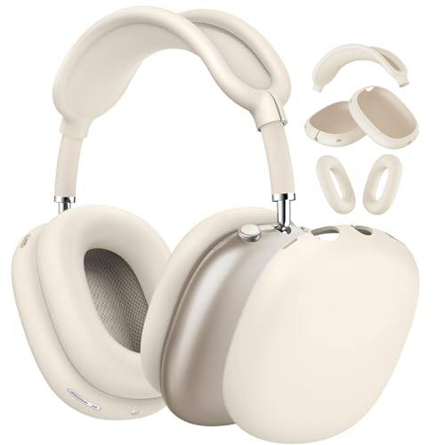 3-in-1 Silicone Case Cover for AirPods Max 2/AirPods Max Headphones, Apple AirPod Max Accessory Protective Cover, Headband/Ear Cups/Ear Pad Covers, Anti-Scratch and Sweatproof (All Starlight) - color: All starlight