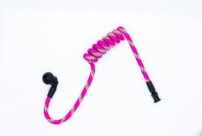 Fabric-Coated Acoustic Tube Ear Piece - Tubeez Walkie Talkie Earpiece with Black Ear Plugs - Moisture-Blocking Threaded Tube Fits with Any Motorola Radio Earpiece, Cyber Pink - color: Cyber Pink