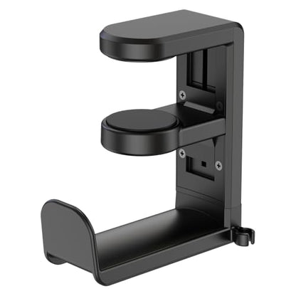 EURPMASK Rotating Headphone Stand,Adjustable Clamp-on Headset Holder Hanger | 360 Degree Swivel,Headset Hook Under Desk,No Residue,Cable Organizer,Soft Rubber Pads,Keep Headphones Secure&Desk Tidy,Black - color: Black