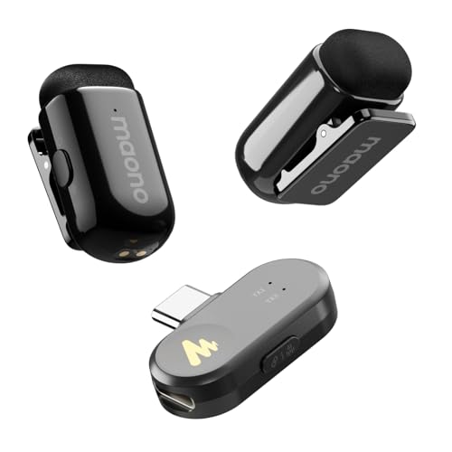 MAONO Wave T1 Mini Lavalier Microphone for iPhone/Android with USB C Plug - color: Black
