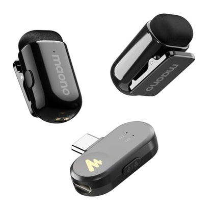 MAONO Wave T1 Mini Lavalier Microphone for iPhone/Android with USB C Plug - color: Black