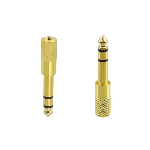 Quarter inch Adapter, Headphone Adapter 6.35 mm (1/4 Inch) Male to 3.5 mm (1/8 inch) Female Headphone Jack Plug, for Player, Headphone, Guitar Amplifier (6 Pack, Gold) - style: 6.35 mm (1/4 Inch) Male to 3.5 mm (1/8 inch) Female