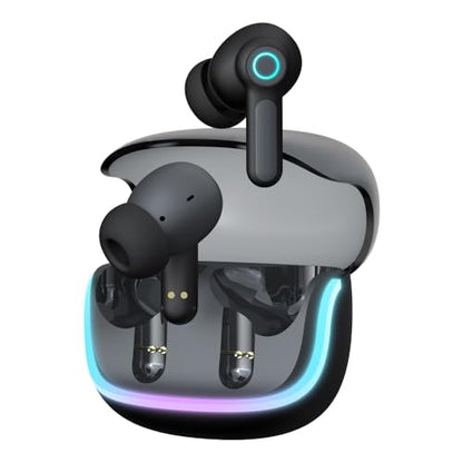 G07 Wireless Earbuds with RGB LED Light Gaming Earbuds with 40ms Low Latency Dual Game and Music Mode Earphones Wireless Headphones with 50 Hours Worktime IPX5 Waterproof (Black) - color: Black