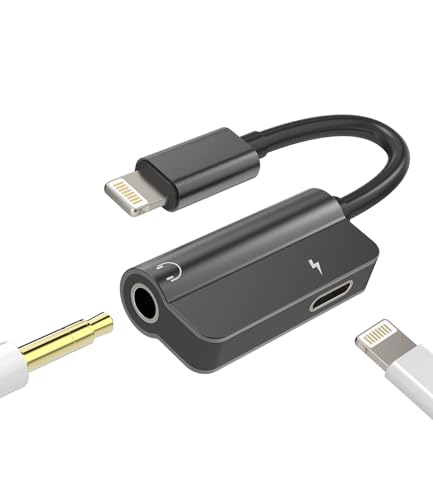 3.5mm Headphone Jack Adapter(2 in 1) Lightning Charging Cable for iPhone 14 promax car Aux Audio Splitter for Apple MFI Certification Earphone Charger Adaptor Connector for iPad Accessories Converter