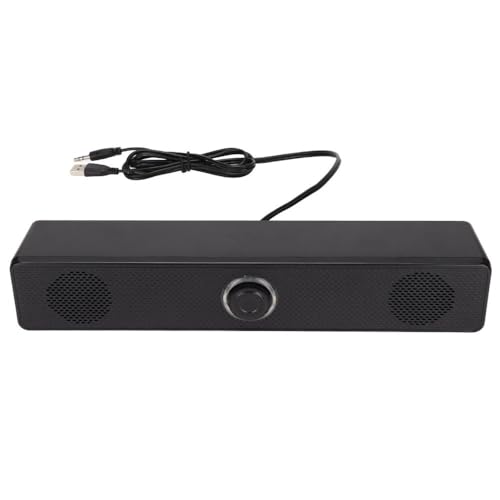 Double Horns Home Soundbar Speaker with Volume Control 3.5mm Input Wired Connection TV Entertainment System USB Powered