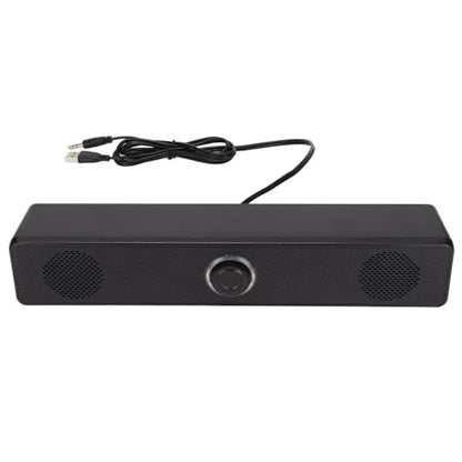 Double Horns Home Soundbar Speaker with Volume Control 3.5mm Input Wired Connection TV Entertainment System USB Powered