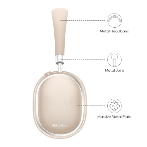 Srhythm NiceComfort 95 Adaptive Noise Cancelling Headphones Wireless | Bluetooth with Spatial Audio,Transparency,ENC,HD Sound,Low Latency for Gaming,Slim Headphones Lightweight - color: Champagne Gold