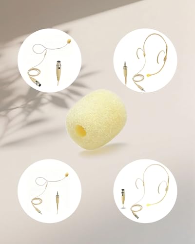 Mini Foam Mic Windscreen Covers for Headset Microphones, 20 Pack Skin | Replacement Soft Foam Windshields, Universal Fit Most Headset Lavalier Mics, Wind Noise Reduction Foam Windscreen Caps