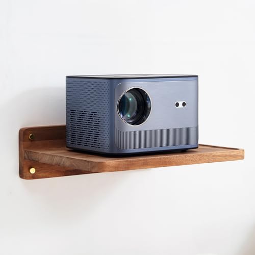 Acacia Wood Projector Shelf for Wall Mount, 14.2" x 11" Floating Shelf & Rack Holder for Router, Modem, Cable Box, Compatible with Gaming Consoles