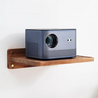 Acacia Wood Projector Shelf for Wall Mount, 14.2" x 11" Floating Shelf & Rack Holder for Router, Modem, Cable Box, Compatible with Gaming Consoles