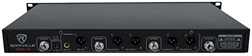 Rockville RWM-4Z Quad Wireless UHF Handheld/Headset Microphone System | 20 Channel, 2 Handheld Mics, 2 Headsets, 2 Bodypacks, Rack Mount Receiver, XLR Outputs, 400 Ft Range, 10-Hour Battery