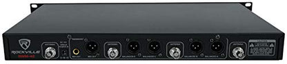 Rockville RWM-4Z Quad Wireless UHF Handheld/Headset Microphone System | 20 Channel, 2 Handheld Mics, 2 Headsets, 2 Bodypacks, Rack Mount Receiver, XLR Outputs, 400 Ft Range, 10-Hour Battery