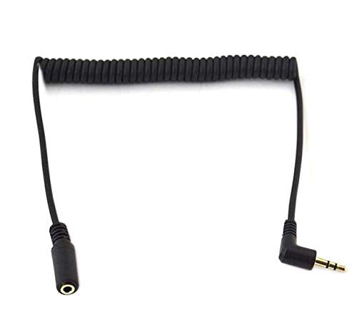 3.5mm Stereo Audio Cable, Haokiang 90 Degree Coiled Spring 3.5mm(1/8") 3Pole Male to Female 1 to 6Ft Audio Aux Extension Cable for Home/Car Stereo,Phone,Headset and More (TRS M/F)