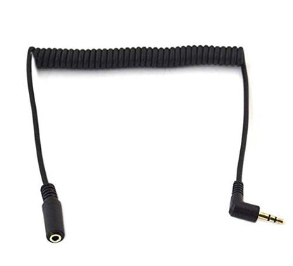 3.5mm Stereo Audio Cable, Haokiang 90 Degree Coiled Spring 3.5mm(1/8") 3Pole Male to Female 1 to 6Ft Audio Aux Extension Cable for Home/Car Stereo,Phone,Headset and More (TRS M/F)