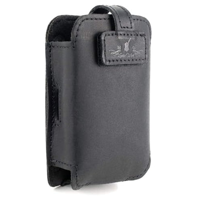 Euphonium Wireless Microphone Clip-On Pouch. Genuine Leather Bodypack Holder w. Secure hook & loop Straps - color: Black, size: Euphonium