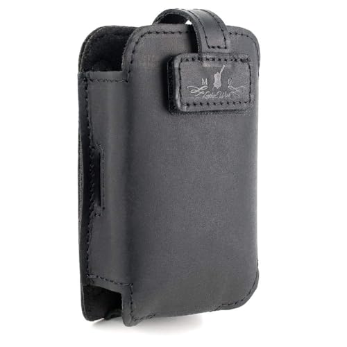 Euphonium Wireless Microphone Clip-On Pouch. Genuine Leather Bodypack Holder w. Secure hook & loop Straps - color: Black, size: Euphonium