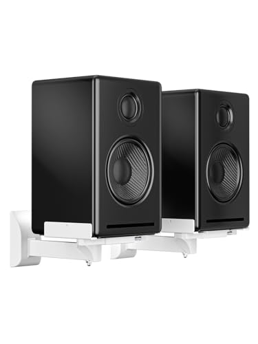 suptek Large Dual Side Clamping Bookshelf Speaker Wall Mounting Bracket for Large Surrounding Sound Speakers, Hold up to 55lbs White SPM201LW - size: Large--white
