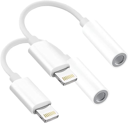 Headphone Adapters, 2 Pack 3.5mm Audio Aux Adapter Dongle | Compatible with iPhone 14 13 12 11 Pro XR XS Max X 8 7 6s Plus, Headphone/Earphone Jack