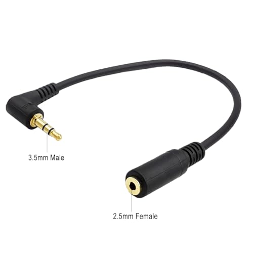 Seadream 2Pack 3.5mm Angle Male to 2.5mm Female Headset Audio Adapter Cable Extender Stereo Jack 8inch 3-Pole