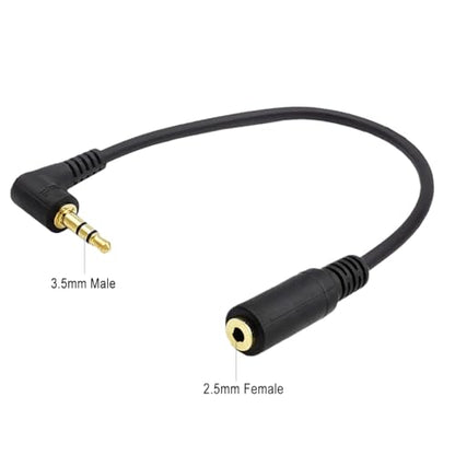 Seadream 2Pack 3.5mm Angle Male to 2.5mm Female Headset Audio Adapter Cable Extender Stereo Jack 8inch 3-Pole