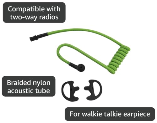 2-Way Radio Earpiece Nylon Acoustic Braided Tube Ear Coils Knitted Replacement for Left Right Surveillance Walkie Talkie Headset(Color) (Green)