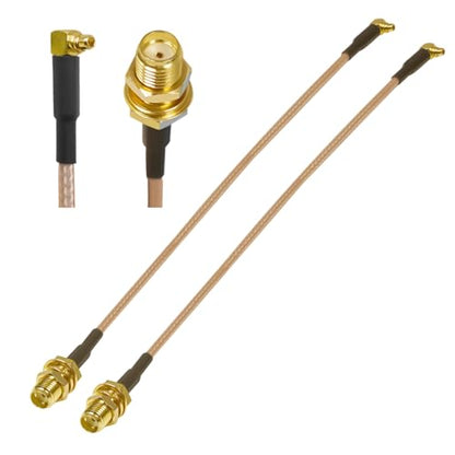 2PCS MMCX SMA Pigtail Antenna Cable, Right Angle MMCX Male to SMA Female Coaxial Cable, RG316 Low Loss 6Inch(15cm) 90 Degree MMC X to SMA Extension Jumper for CB Radios,FPV Drone,Router