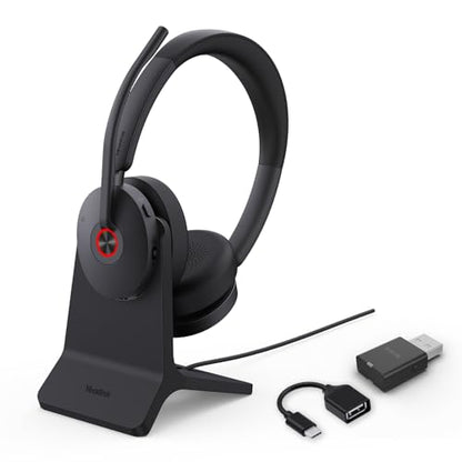 Yealink WH68 Hybrid ANC DECT&Bluetooth Wireless Headset with Adapter&Charging Stand, 492ft Rang Stereo Active Noise Cancellation Headphones