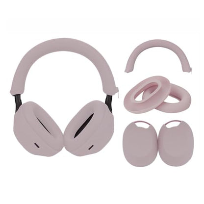 3 Set Case Cover for Sony WH-1000XM5 Headphones,Embody Ear Pad Cover/Headband Cover/Ear Cover Soft Silicone Headphones Accessories（Rose Grey） - color: Rose Grey