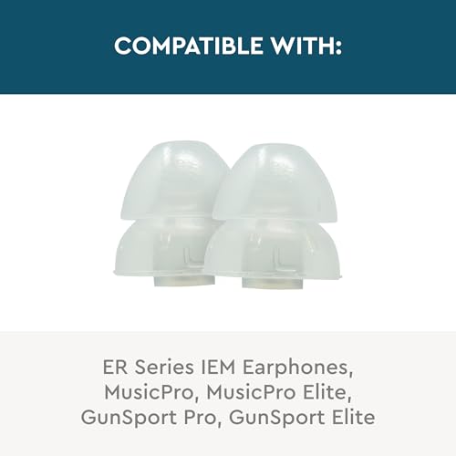 Etymotic Dual Flange Silicone Eartips, Clear - 6 Pack - Large Fit