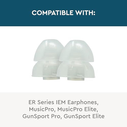 Etymotic Dual Flange Silicone Eartips, Clear - 6 Pack - Large Fit