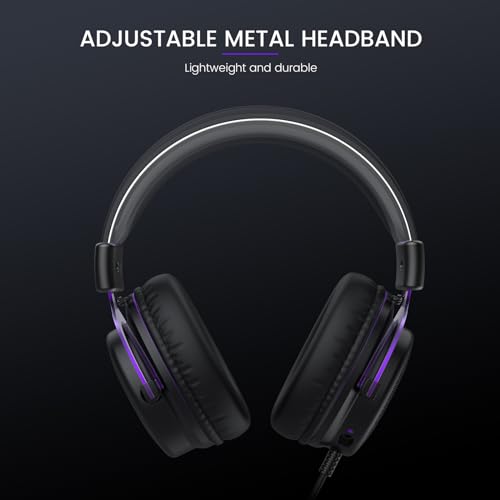 EKSA E900 Gaming Headset with Mic for Xbox PC PS4 PS5 | Detachable Noise Canceling Mic, 3D Surround Sound, Wired Headphone for Gaming, Computer, Laptop, 3.5MM Jack - color: Purple