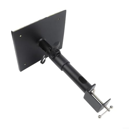 Adjustable Clamp-on Speaker Stand with 360° Swivel, Height Adjustment & Earphone Holder for Desk, Bookshelf, Computer Speakers - Black(Individually)