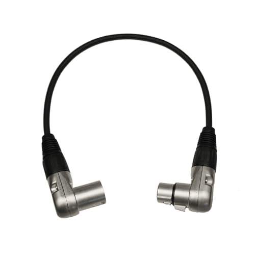 XLR Cable, 1.3 FT Male to Female - Balanced Double Right Angle XLR Plug Jack for Audio Interface, Mixer, Speaker, PA, Camera