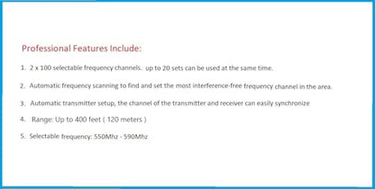 GTDaudio 2x100 Channels UHF Wireless Handheld Microphone